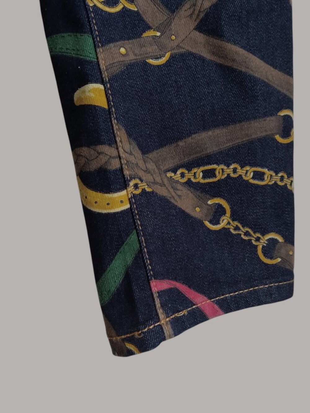 Lauren Ralph Lauren Equestrian High Rise Dark Denim Jeans Bridle Bit Chain Sz 8 - Picture 6 of 16